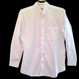 ORVIS White Button Down Long Sleeve Dress Shirt Cotton Vintage Hong Kong Men's L